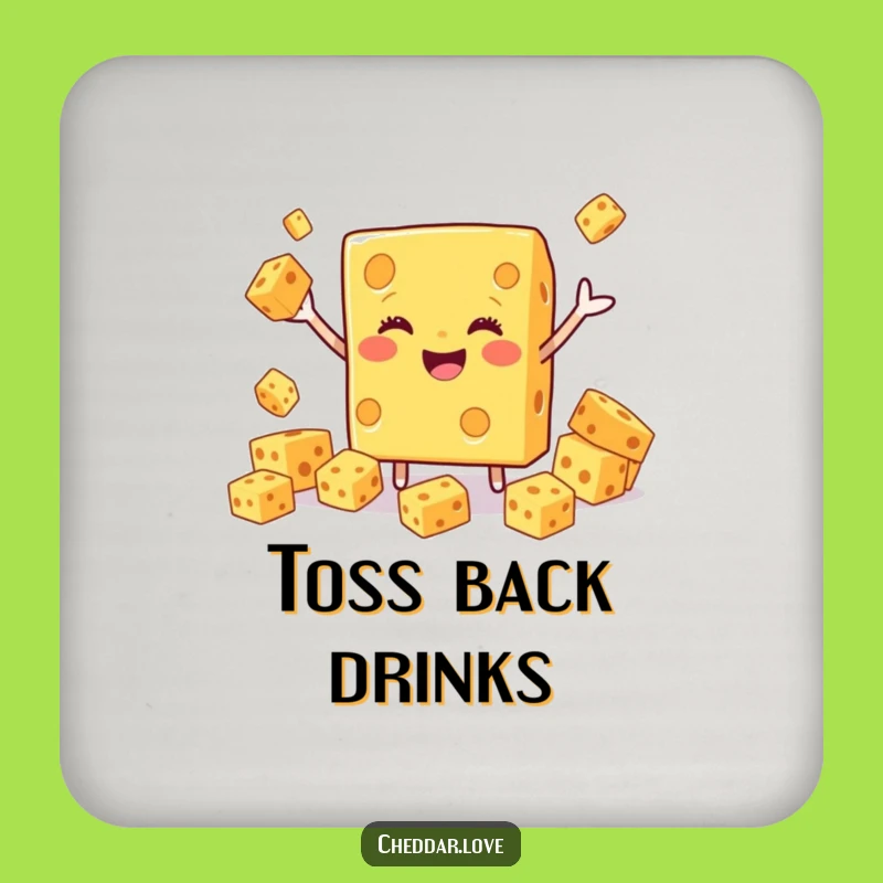 Funny Smiling Cheddar Cheese Juggling Coaster - Keep Surfaces Cheesy & Safe