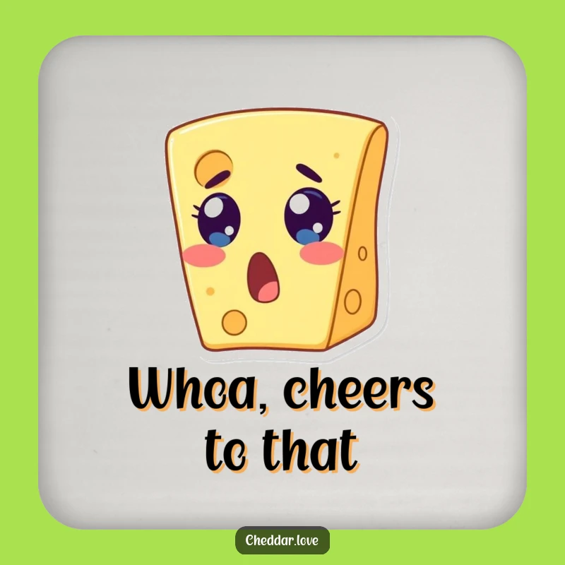 Funny Surprised Cheese Slice Coaster: Protect Surfaces with a Shocking Twist!