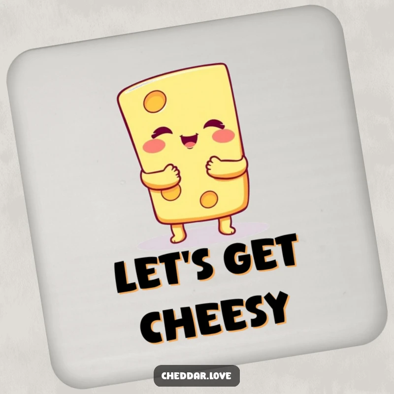 Funny Coasters: A happy cheese slice offers a comforting, cheesy hug, protecting tables with a touch of humor.