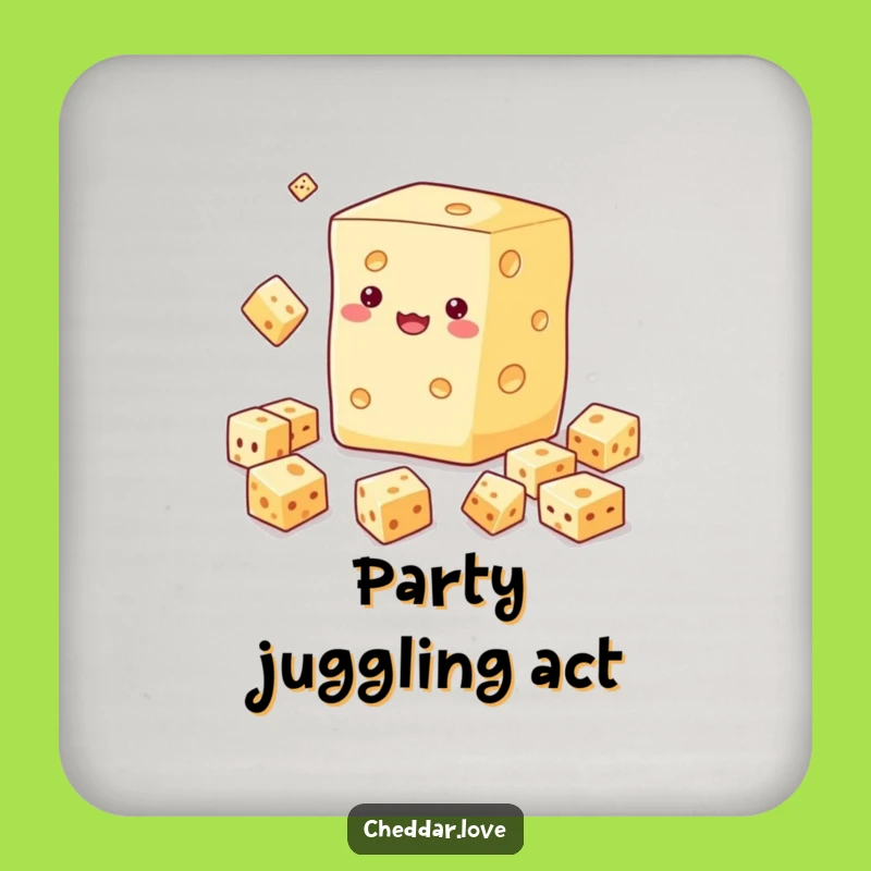 Funny Cheese Juggling Drink Coaster: Protect Surfaces with Playful Dairy Charm