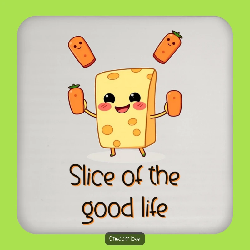Funny Cheese Juggling Pizza Coaster Set: Protect Surfaces with Cheesy Charm