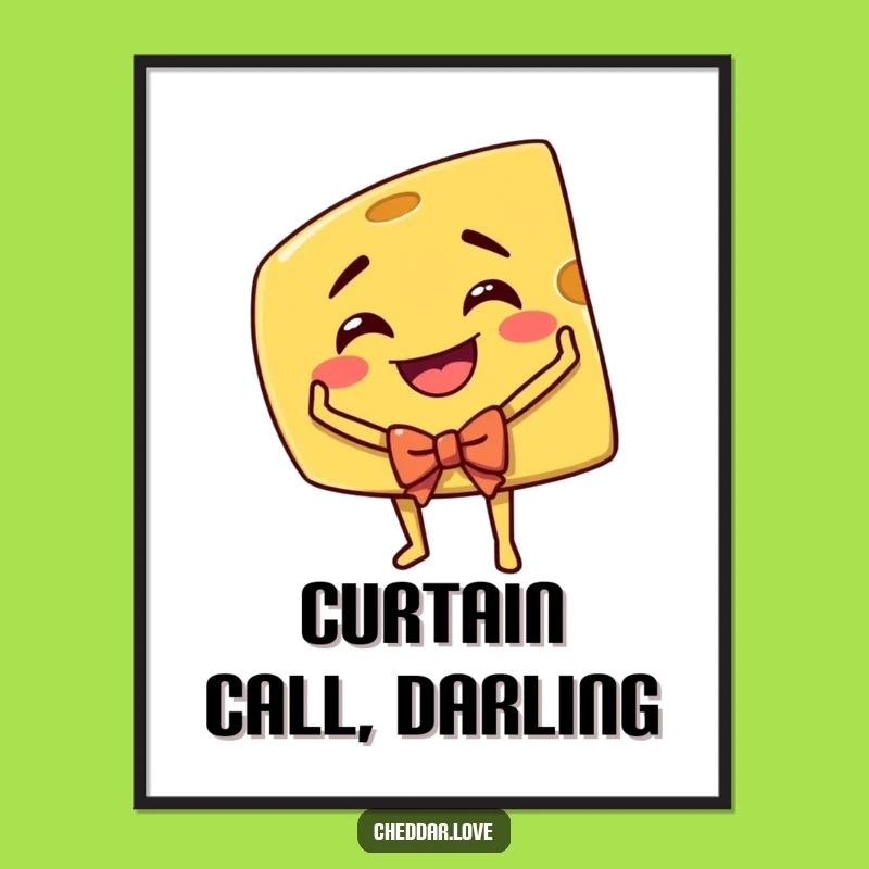 Funny Cheddar Cheese Actor Poster: Hilarious Cartoon Cheese Art for Decor