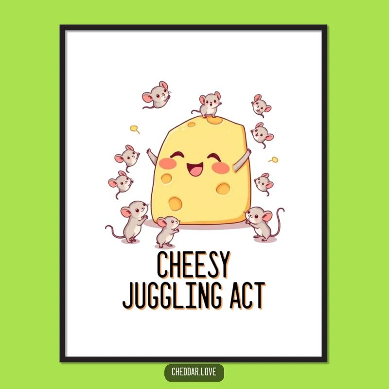 Funny Cheese Poster: Juggling Mice - Hilarious Wall Art Decor