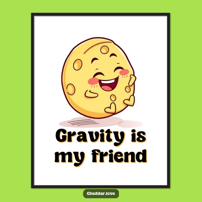 Funny Cheese Wheel Downhill Poster - Joyful Rolling Art, Great Decor