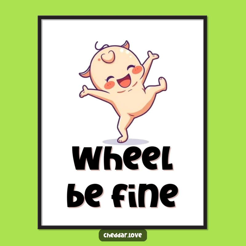 Funny Cheesy Cartwheel Poster: Vibrant Art for Cheerful Spaces