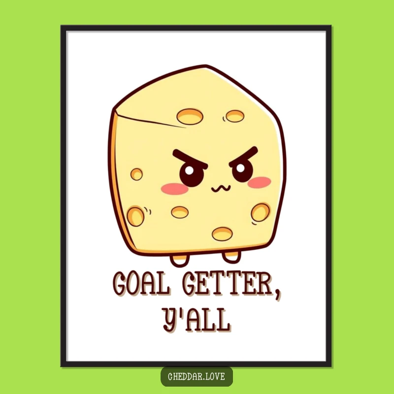 Funny Determined Cheese Wedge Poster: Motivate Your Space with This Funny Art!