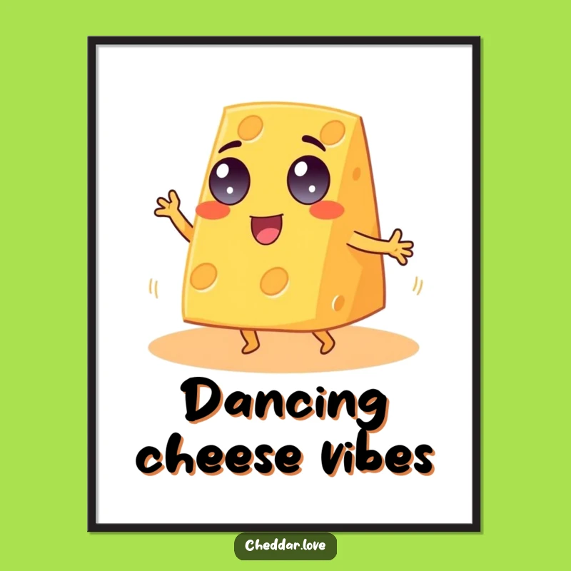 Funny Googly-Eyed Cheddar Cheese Jig Poster - Hilarious Wall Art for Cheese Lovers