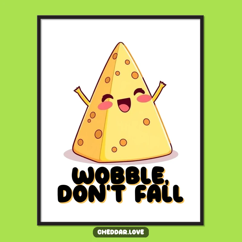 Funny Wobbly Cheese Pyramid Poster - Hilarious Wall Art for Kitchens and Foodie Spaces