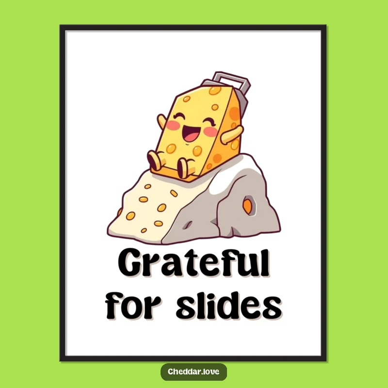Funny Cheese Grater Slide Poster - Hilarious Mountain Art for Cheese Lovers