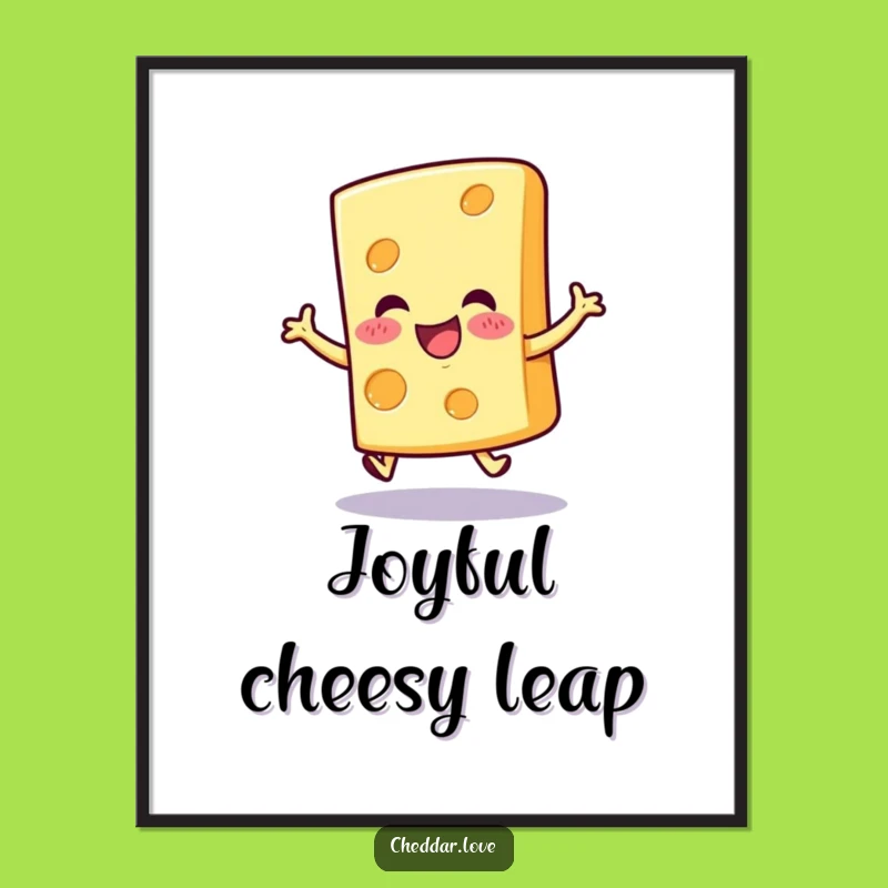 Funny Hopping Cheese Slice Poster - Brighten Your Walls with Joy