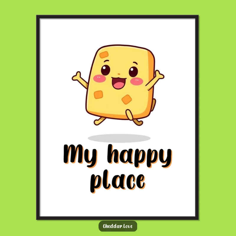 Funny Jumping Cheese Poster: Energetic Dairy Art, Hilarious Wall Decor, Perfect Humorous Gift!