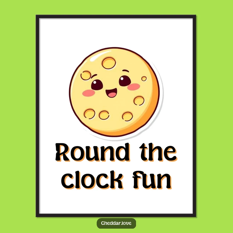 Funny Bouncing Cheese Poster: Cheerful cheese slice art, a vibrant and funny gift for any room!