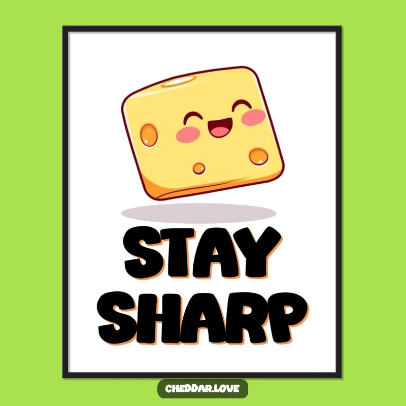 Funny Balancing Cheese Block Poster: Add Wobbly Charm to Your Walls