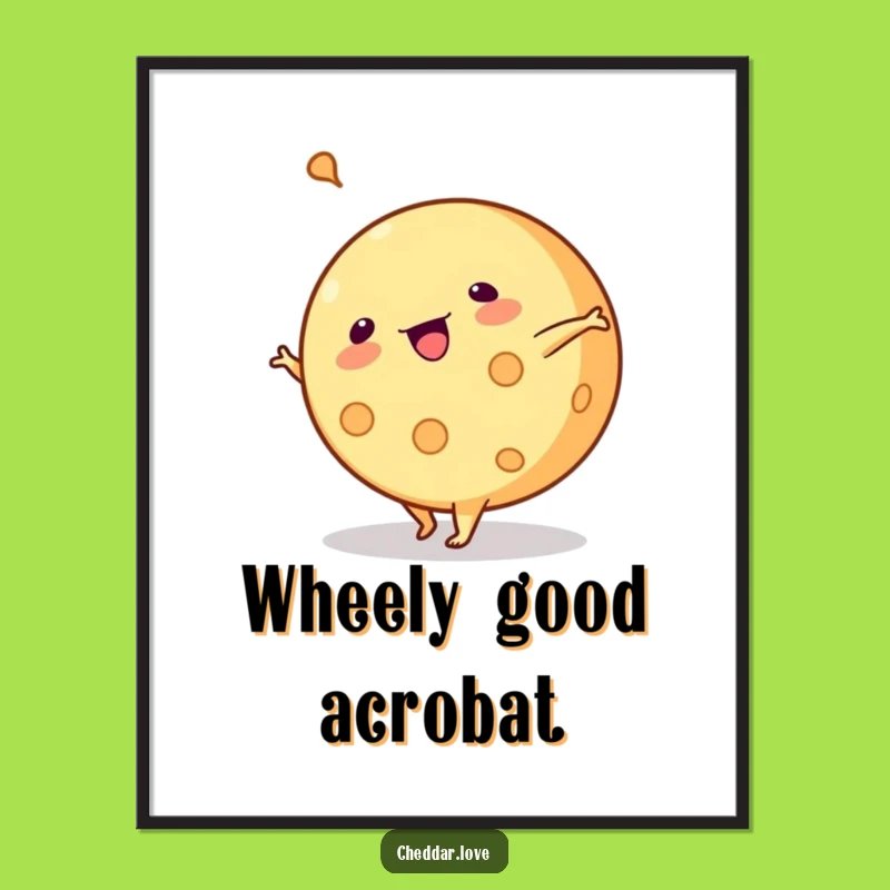 Funny Cartwheeling Cheese Poster: Hilarious Wall Art for a Lively Atmosphere