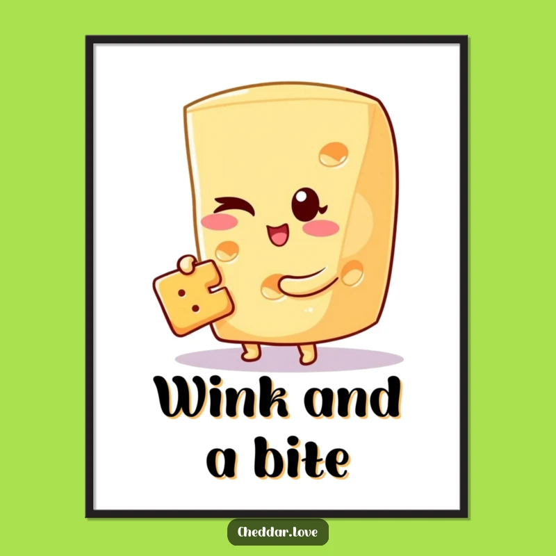 Funny Winking Cheese Poster: Cheeky Art for Snack Enthusiasts