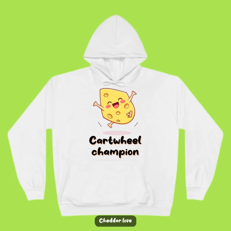 Funny Cartwheeling Cheddar Cheese Hoodie - Cozy & Hilarious Comfort