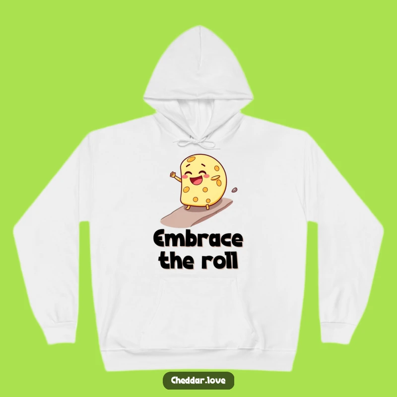Cozy Funny Cheese Wheel Hoodie: Warmth Meets Hilarious Downhill Adventure - Great Gift!