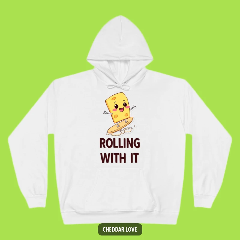 Cozy Funny Surfing Cheese Wedge Hoodie: Warmth Meets Hilarious Snack Action - Great Gift!