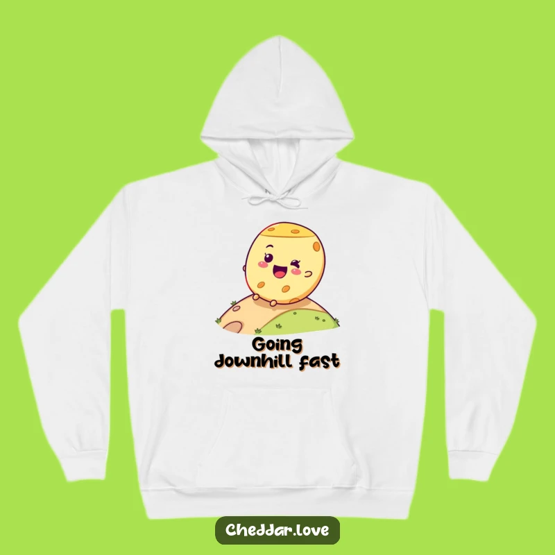 Funny Cheese Wheel Rolling Hoodie - Cozy Joyful Dairy Apparel Gift