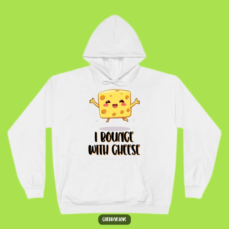 Funny Cheese Cube Jump Hoodie - Cozy Wobbly Comfort, Ideal Funny Gift