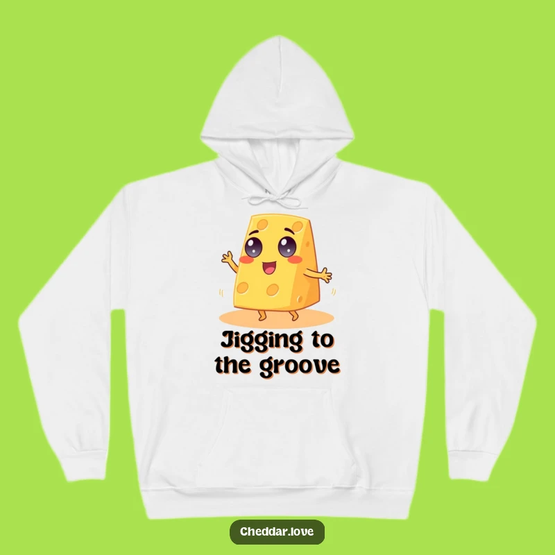 Funny Googly-Eyed Cheddar Cheese Jig Hoodie - Cozy & Hilarious Cheese Apparel