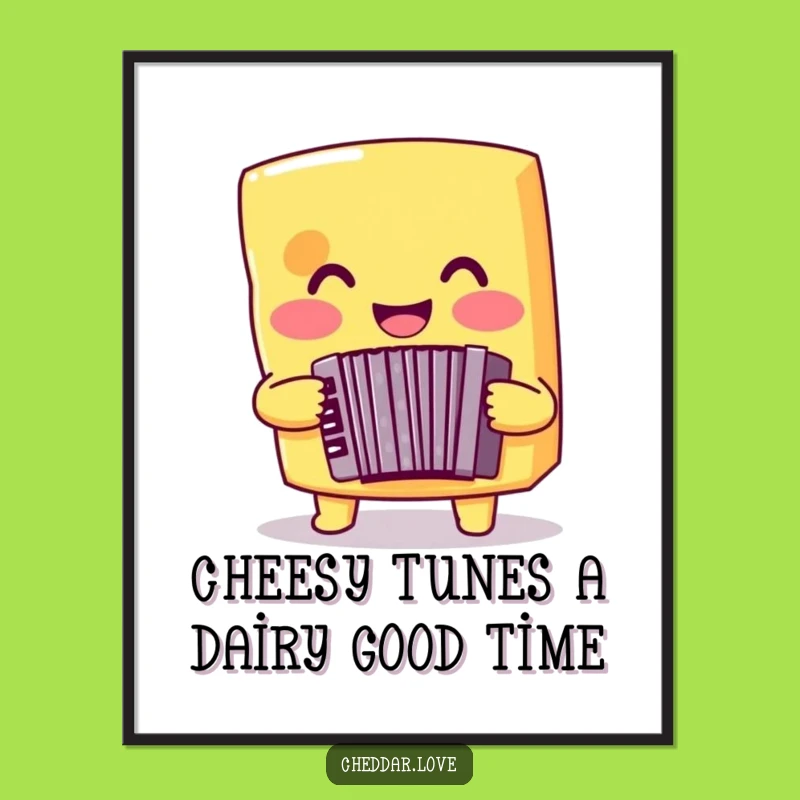 Free Printable Wall Art: Funny Cheese Accordion Player Downloadable Art