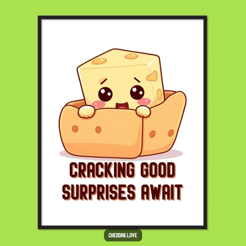 Free Printable Wall Art: Surprised Cheese Cube - Quirky Downloadable Art for Foodies