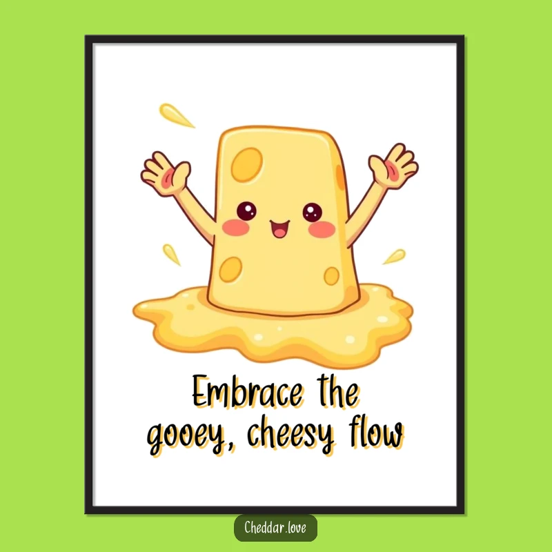 Funny Free Printable Wall Art: Waving Cheese Puddle - Downloadable Decor