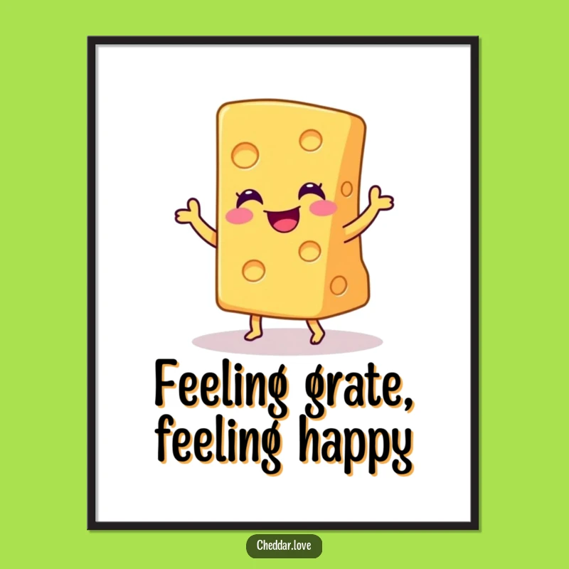 Free Printable Funny Cheese Art: Joyful Dance Downloadable Wall Decor Digital Gift