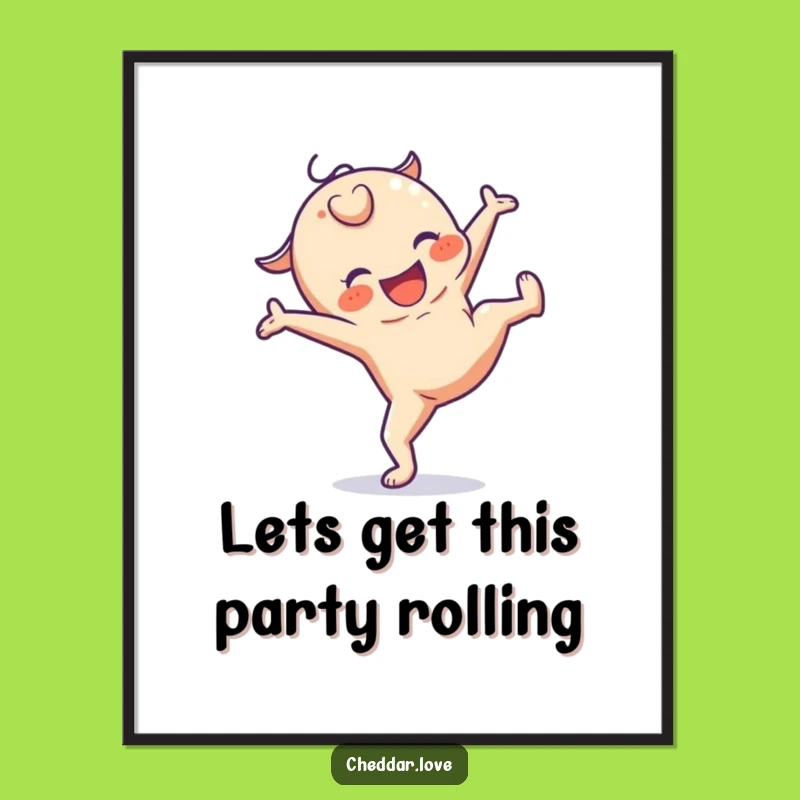 Free Printable Wall Art: Cheesy Character Cartwheel Energy - Quirky Downloadable Decor