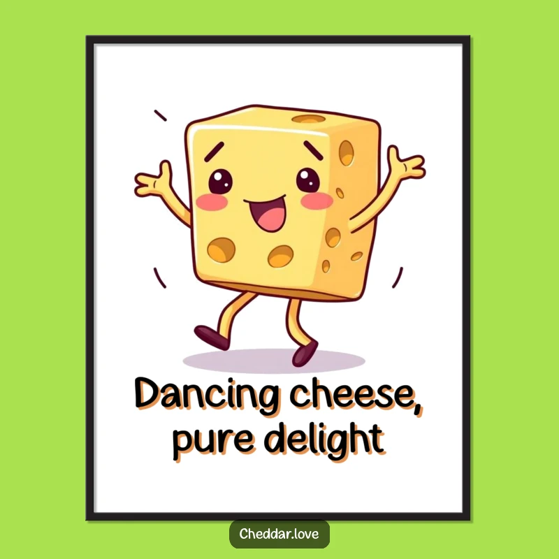 Free Printable Wall Art: Funny Dancing Cheese Block Downloadable Art