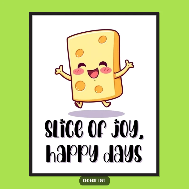 Free Printable Wall Art: Funny Hopping Cheese Slice Downloadable Art