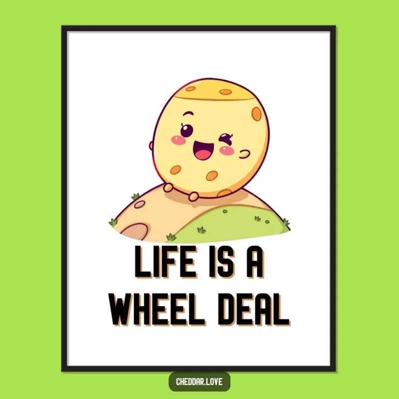 Free Printable Wall Art: Hilarious Rolling Cheese Wheel - Funny Downloadable Decor!