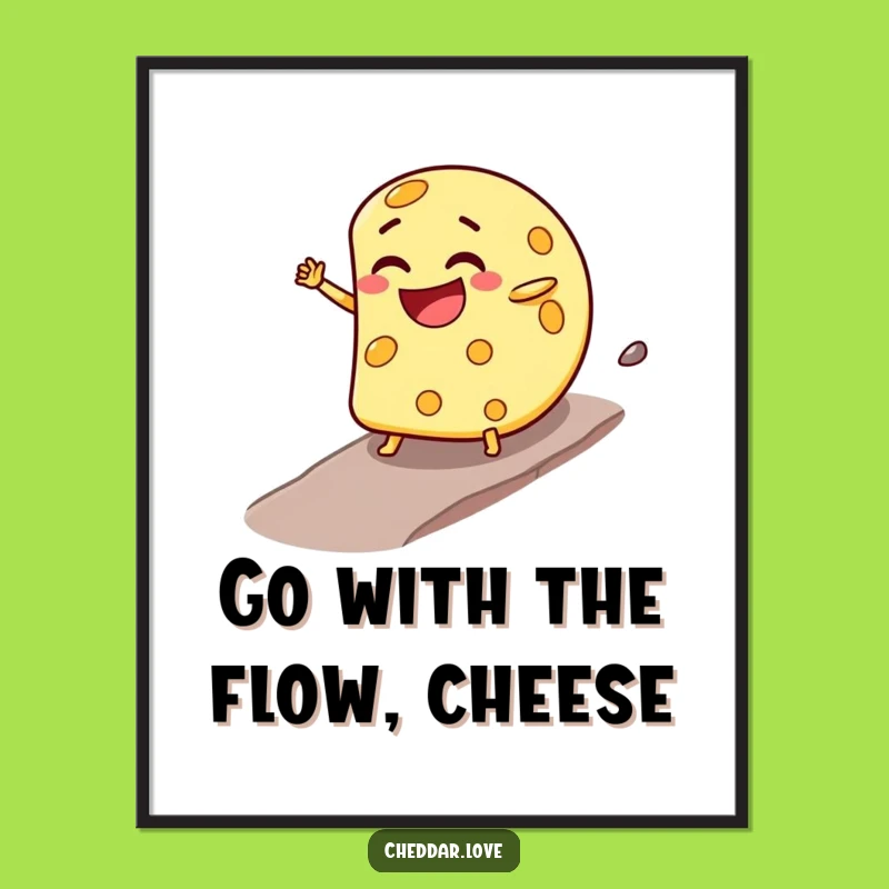 Free Printable Wall Art: Rolling Cheese Wheel Funny Downloadable Decor