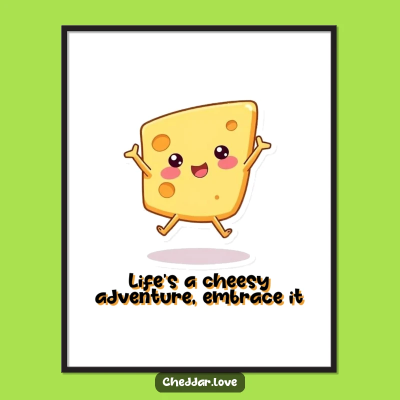 Funny Free Printable Wall Art: Cartwheeling Cheese Wedge - Downloadable Decor