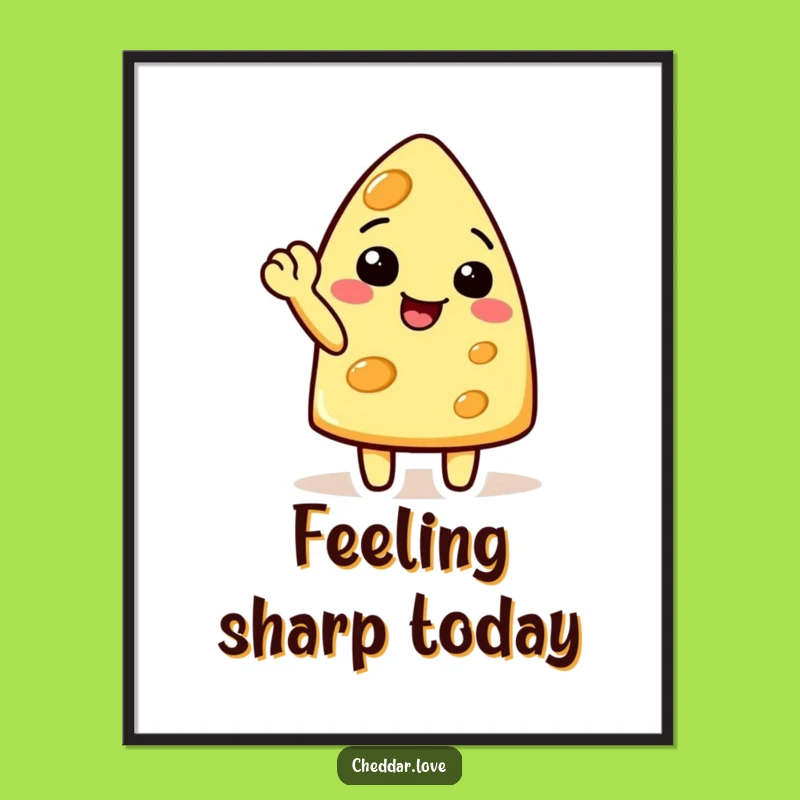 Funny Free Printable Wall Art: Cheerful Waving Cheese Slice - Quirky Downloadable Decor Gift