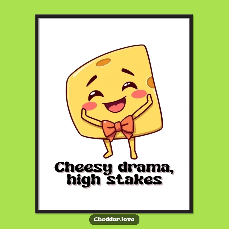 Funny Free Printable Wall Art: Dramatic Cheddar Cheese Bow, Downloadable Theatrical Decor