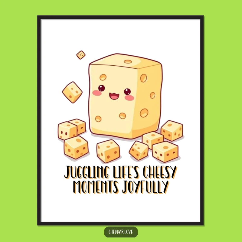Funny Free Printable Wall Art: Juggling Cheese Block - Downloadable Decor