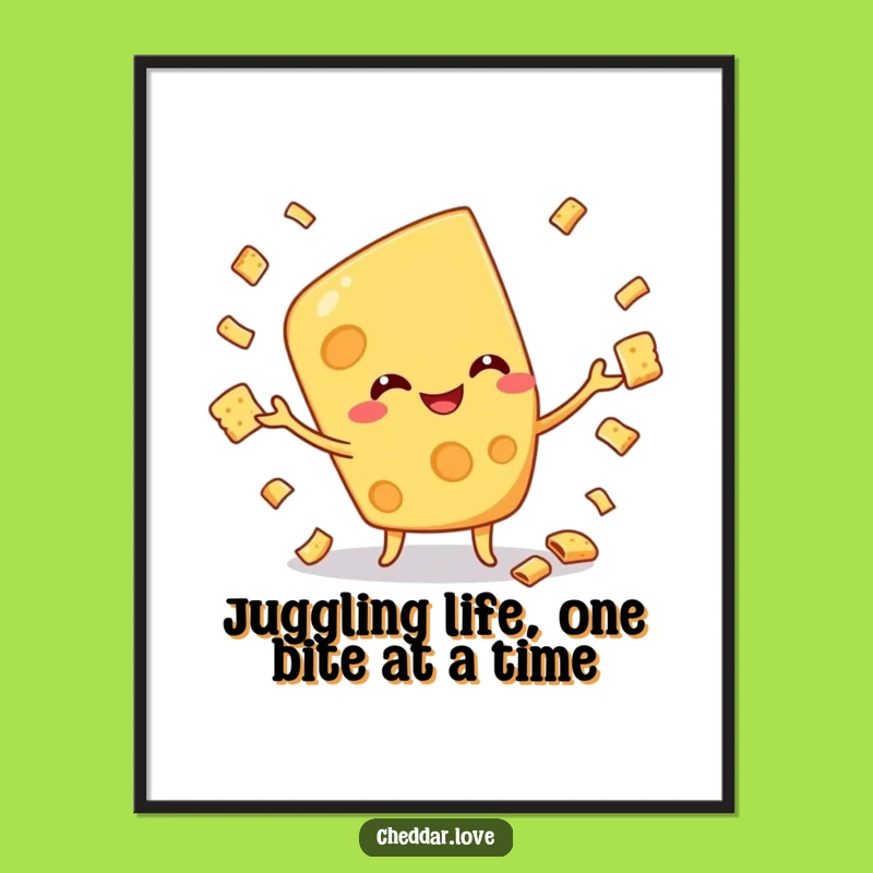 Funny Free Printable Wall Art: Juggling Cheese Character Downloadable Art