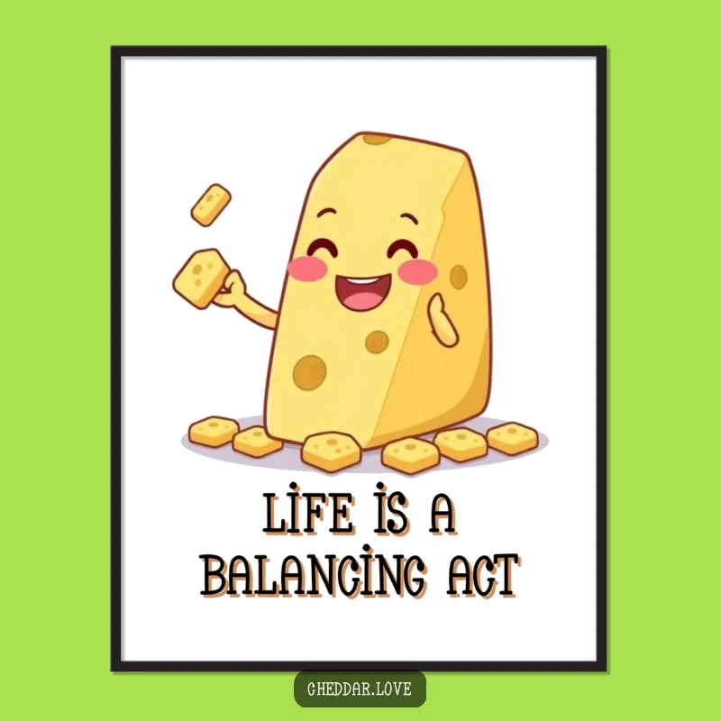 Free Printable Wall Art: Funny Juggling Cheese Wedge Art Decor