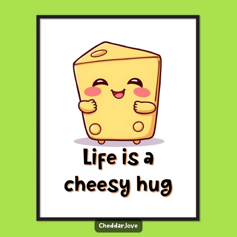 Free Printable Wall Art: Hugging Cheese Slice - Cozy Downloadable Decor Gift
