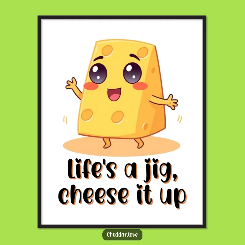 Funny Free Printable Wall Art: Dancing Cheddar Cheese Character - Decor