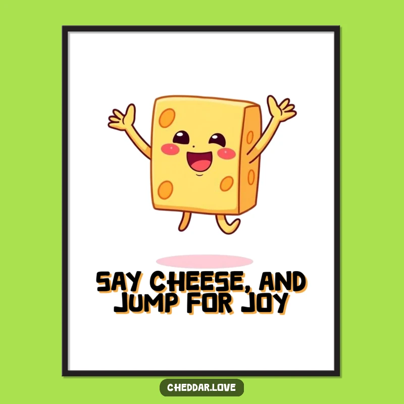 Free Printable Funny Wall Art: Cheesy Jump for Joy - Downloadable Decor