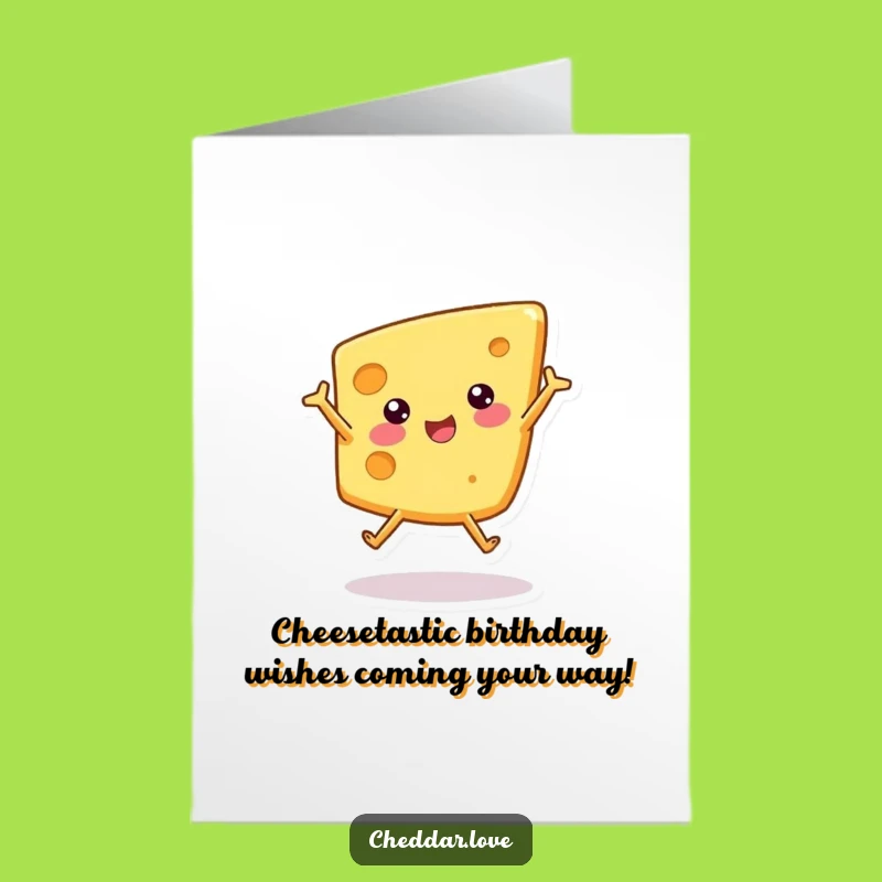 Funny Free Printable Birthday Card: Cartwheeling Cheese Wedge - Downloadable DIY Gift