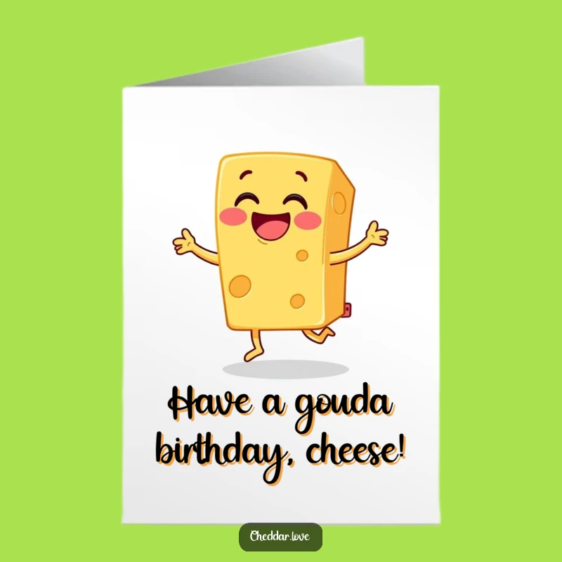 Free Printable Birthday Card: Cheerful Cheese Block Dancing Downloadable Gift