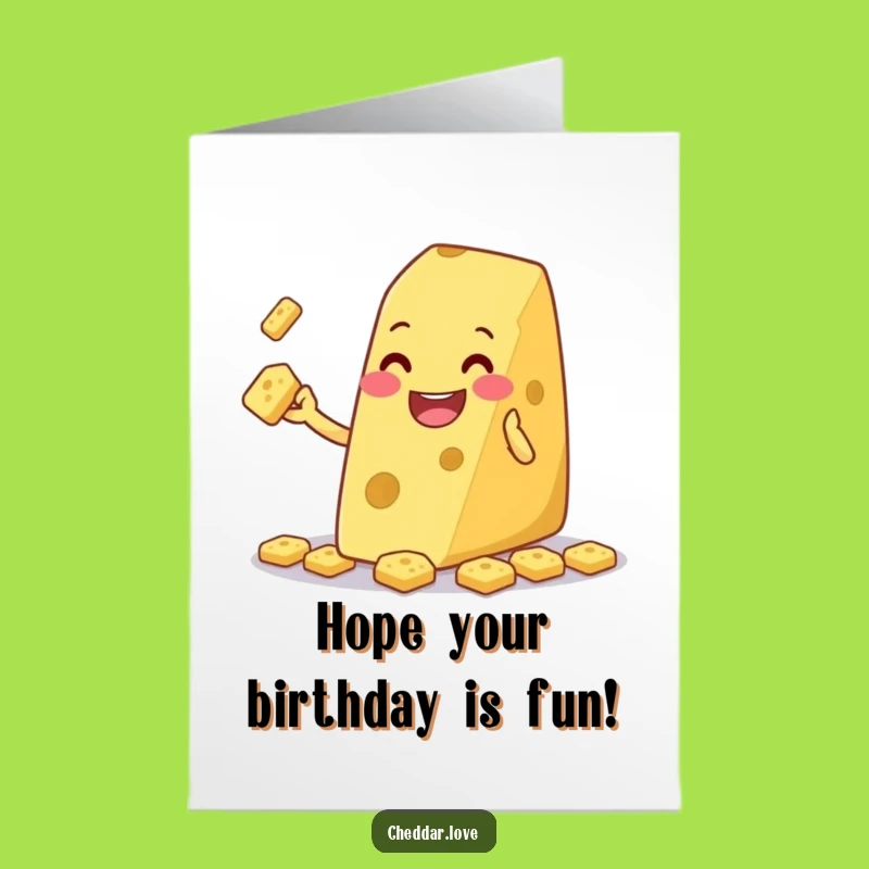 Free Printable Birthday Card: Juggling Cheese Fun Greeting