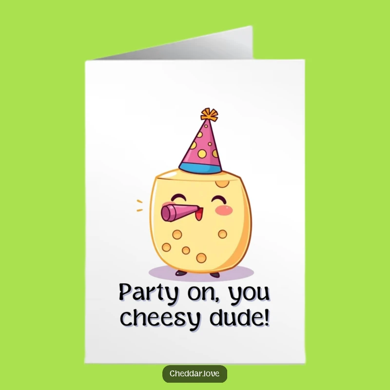 Free Printable Birthday Card: Party Cheese Wheel Funny Downloadable Card