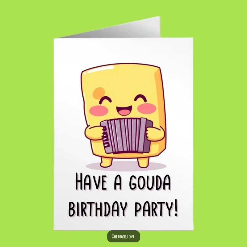 Free Printable Cheese Birthday Card: Funny Accordion Player Downloadable