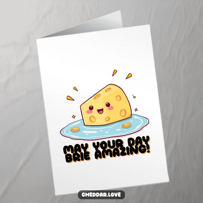 Funny Free Printable Birthday Card: Cheesy wedge comically diving into a pool of glee, perfect for a laugh.