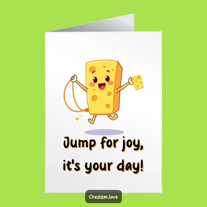 Free Printable Birthday Card: Cheesy Cheddar Jumping Rope Digital Download Funny Gift